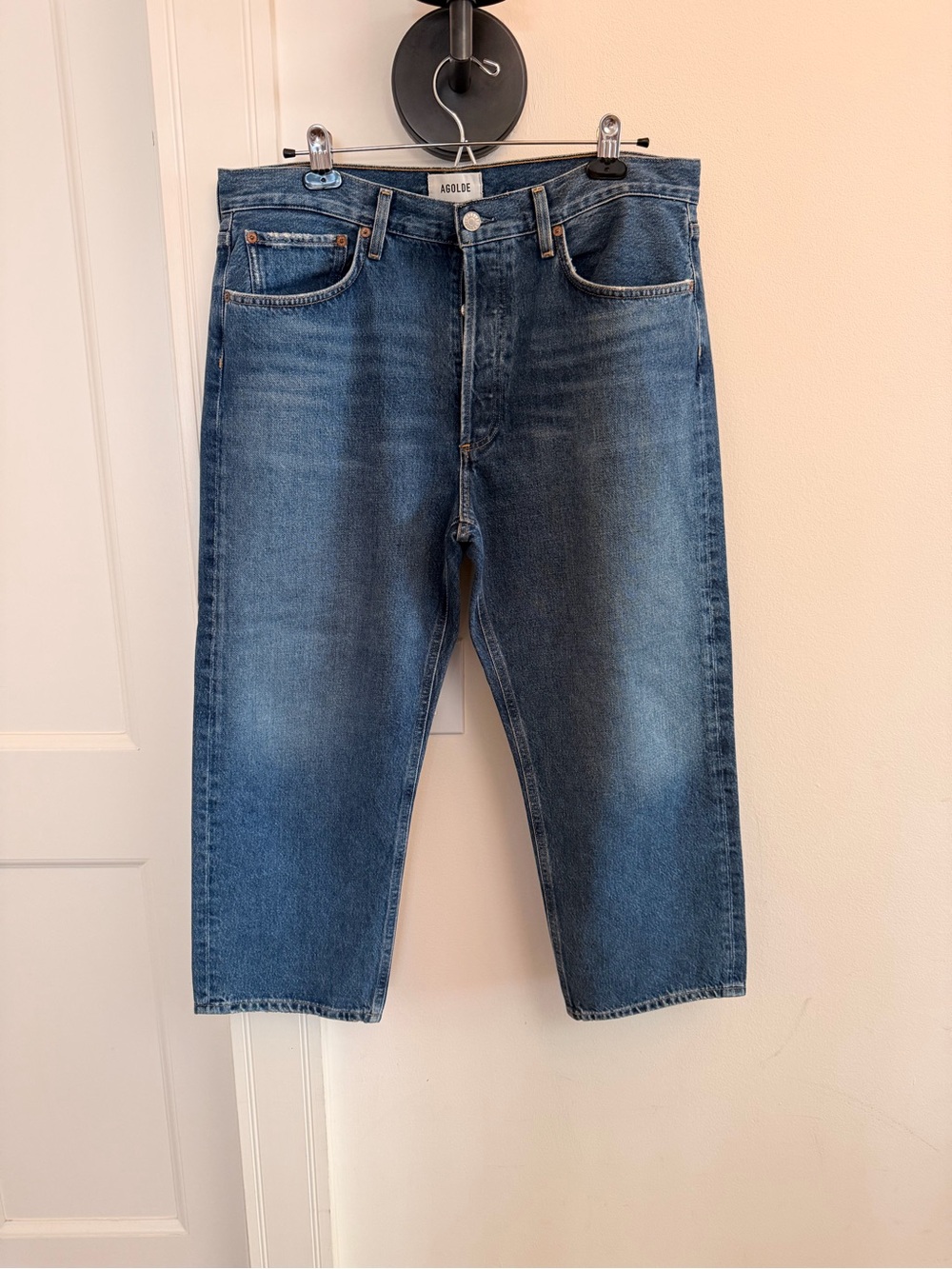 Agolde Women's Straight Crop Jeans in Medium Blue Wash